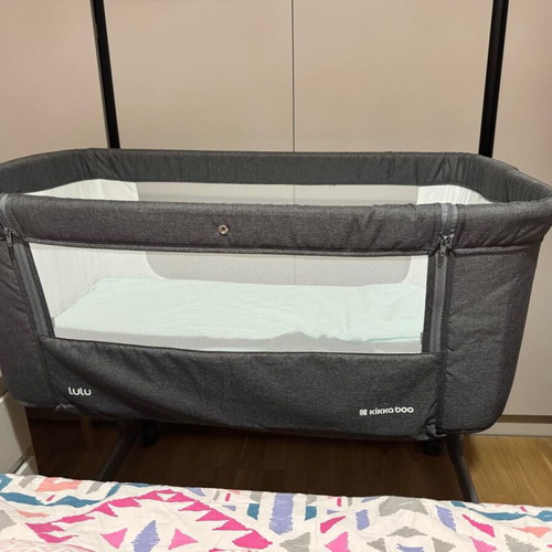 Kikka Boo Lulu Dark Grey Baby Cot with Greco Strom Mattress like new