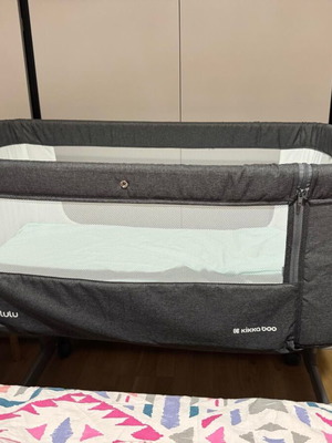 Kikka Boo Lulu Dark Grey Baby Cot with Greco Strom Mattress like new