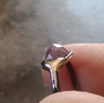 Silver handmade ring with large sapphire, 22k gold plated, like new