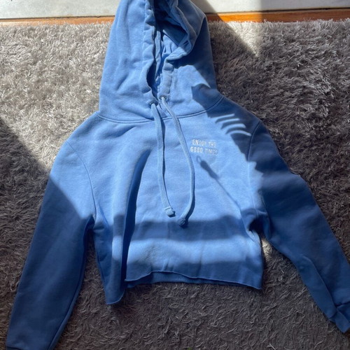 Tally Weijl Cropped Hoodie like new, white and blue, size S