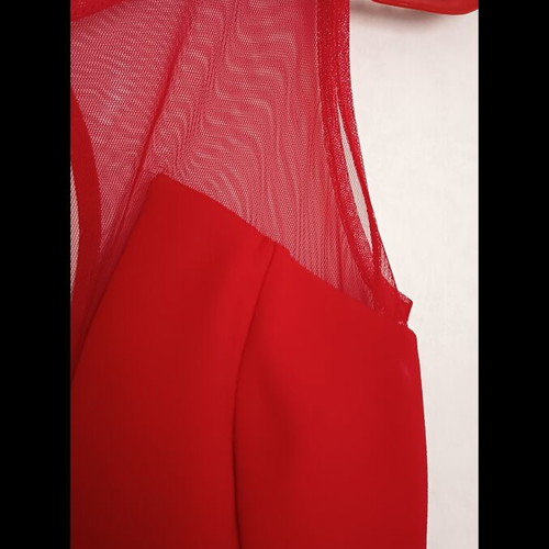 Maxi dress with tulle and transparency like new, red, size M