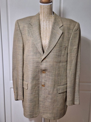 Men's single-breasted blazer like new, spring and summer, yellow and beige tweed, size 50