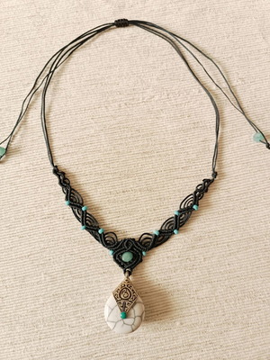 Macrame necklace new handmade with adjustable clasp