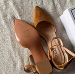 GoGo Shoes pointed suede brown pumps new with thick heel