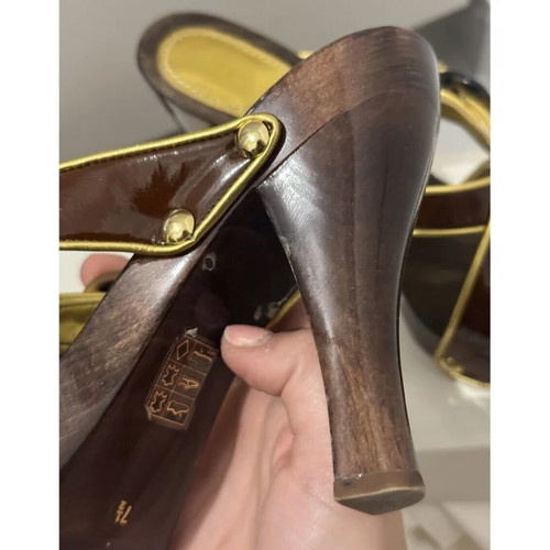 Casadei wooden heel like new, brown women's pumps size 37.5