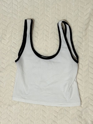 Stradivarius white crop top with black seams like new, size S