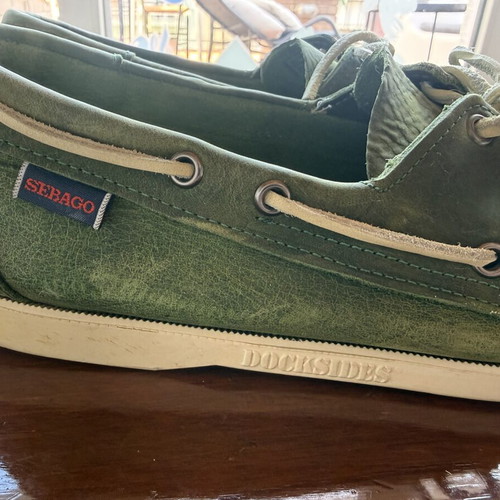 Sebago Dockside boat shoes used, green, size EU 44.5