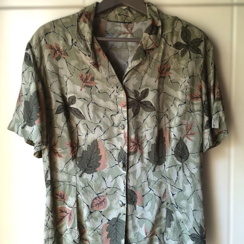 Vintage summer shirt with shoulder pads like new, multicolor green