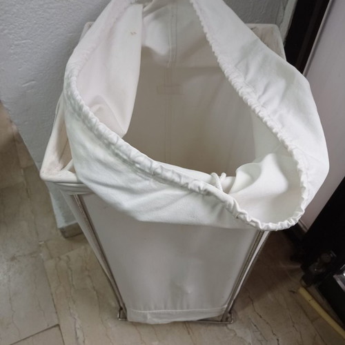 Laundry basket used, metal, fabric and wood