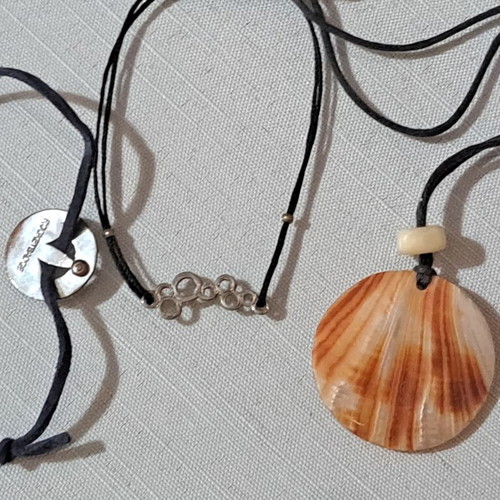 Jewelry set used, 3 pieces with shell necklace and bracelets