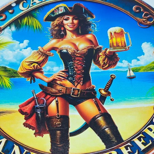 Vintage metal decorative sign Pirate Beer 20cm like new