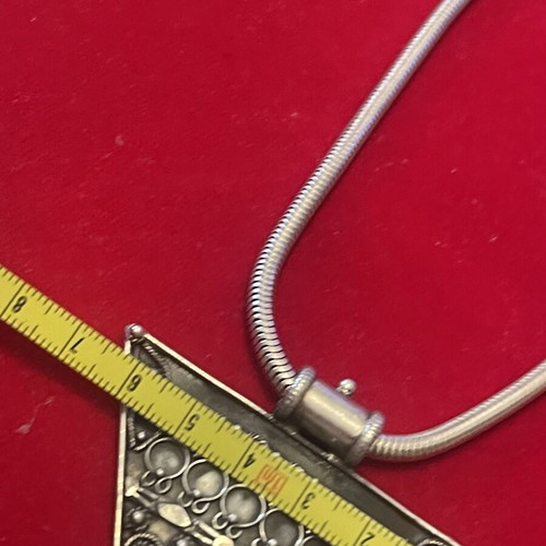 Silver 925 necklace with thick snake chain and large pendant used