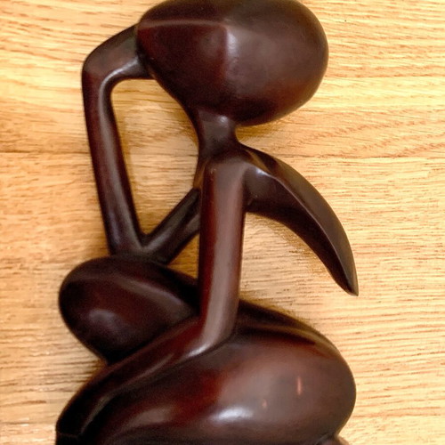 Handmade Asian Figurine Carved from Fish Bone Like New