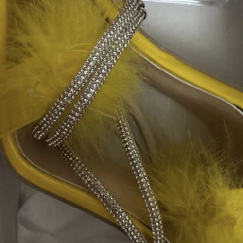 Glamour shoes size 40 new with feathers and rhinestones yellow