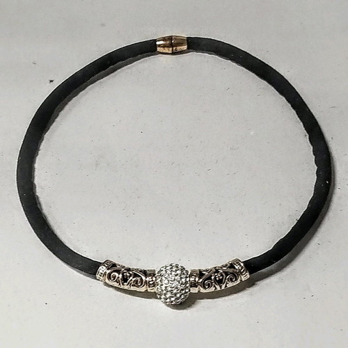 Necklace used black fabric cord with silver magnetic clasp