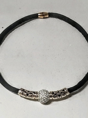 Necklace used black fabric cord with silver magnetic clasp