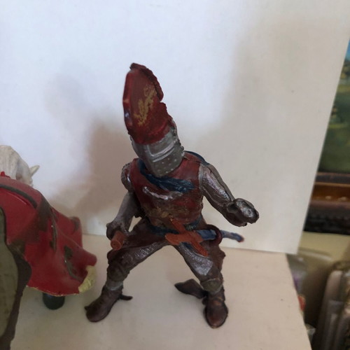 Papo figure knight with horse used, old toy