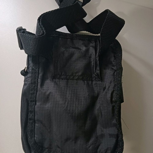 Waist bag used, black fabric with phone and pen holder