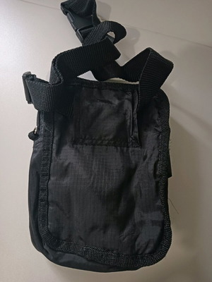 Waist bag used, black fabric with phone and pen holder