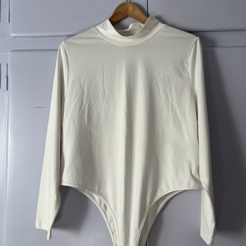 Shein Curve women's long-sleeve cream bodysuit 3XL