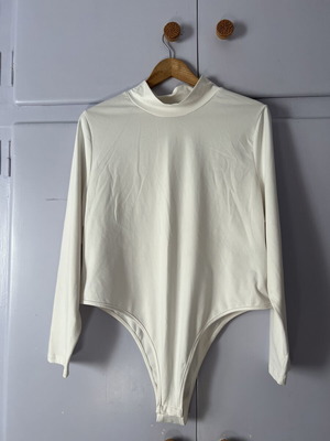 Shein Curve women's long-sleeve cream bodysuit 3XL