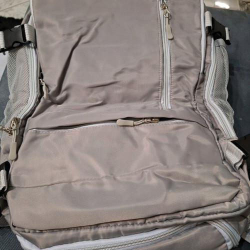 Backpack new, gray with multiple compartments and USB port