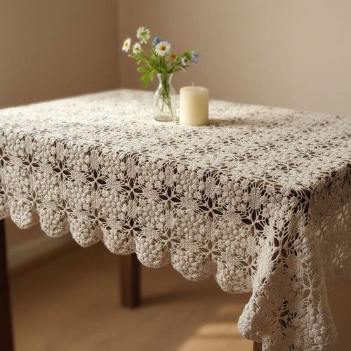 Crocheted tablecloth like new, rectangular 175x140 cm, handmade