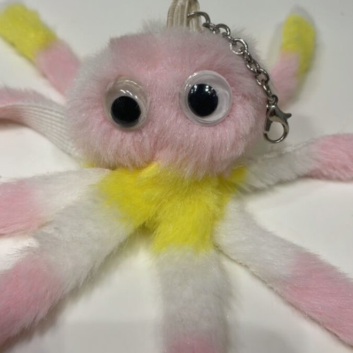 Plush octopus keychain like new, pink and yellow