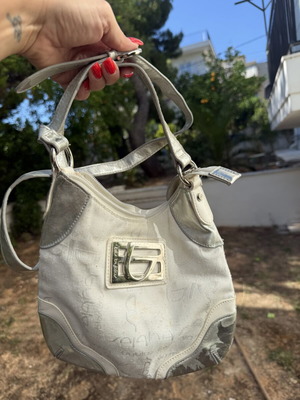 Byblos crossbody bag used, white and silver