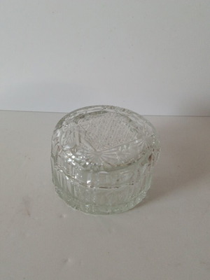 Vintage crystal jewelry box with carved lid
