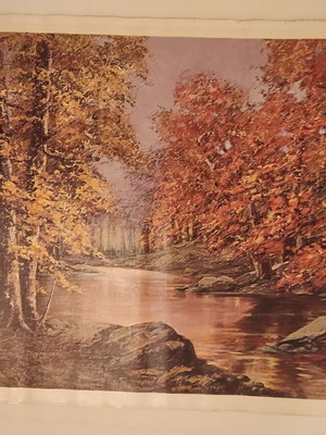 Vintage offset λιθογραφία αφίσα "Bosco in Autunno" από C. Clerici