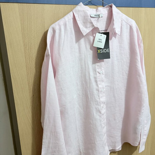 Linen shirt new, extra loose fit, pink, size S