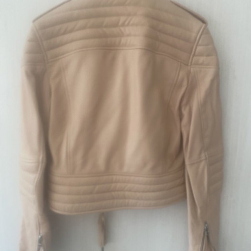 Uterque leather biker jacket, medium, beige