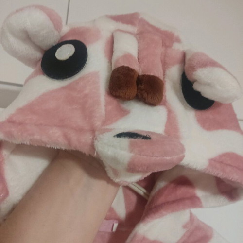 Onesie like new giraffe pattern, size 10 years, pink-white