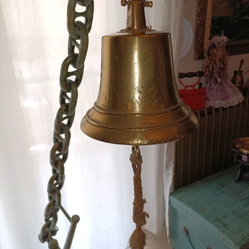 Nautical bell sculpture used with chain base and anchor