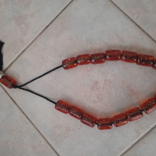 Komboloi with Large Orange Beads and Black Tassel like new