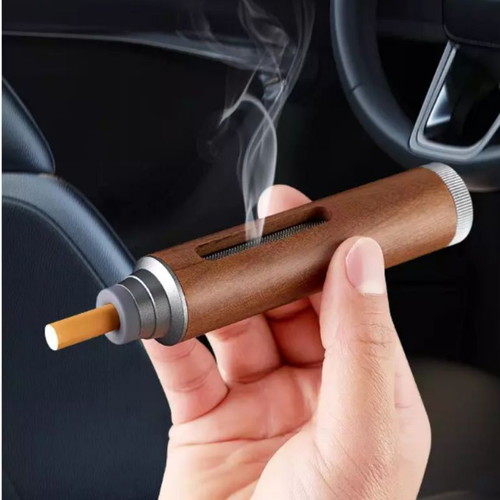 Portable Car Ashtray with Wooden Holder new