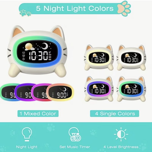 Children's digital tabletop clock-alarm new with cat design