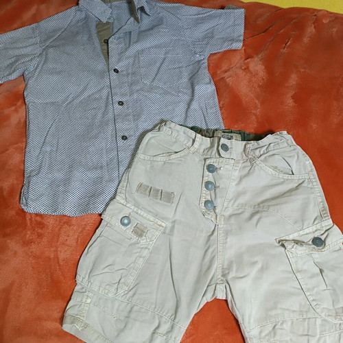 Bermuda shorts and shirt for 8-year-old boy like new, 100% cotton