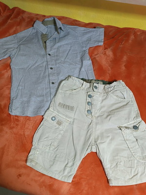 Bermuda shorts and shirt for 8-year-old boy like new, 100% cotton