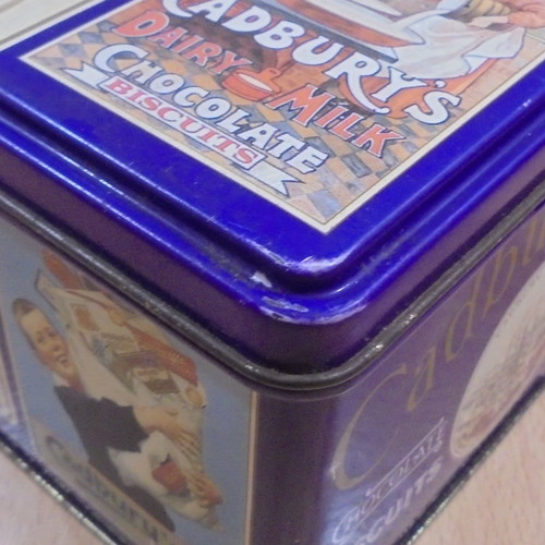 Cadbury's old metal chocolate biscuit tin used, empty