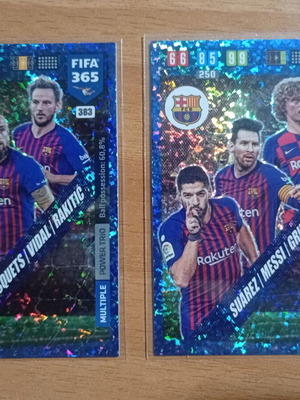 Panini FIFA 365 Adrenalyn XL 2019-2020 κάρτες Power Trio Messi Suarez Griezmann Vidal Busquets Rakitic