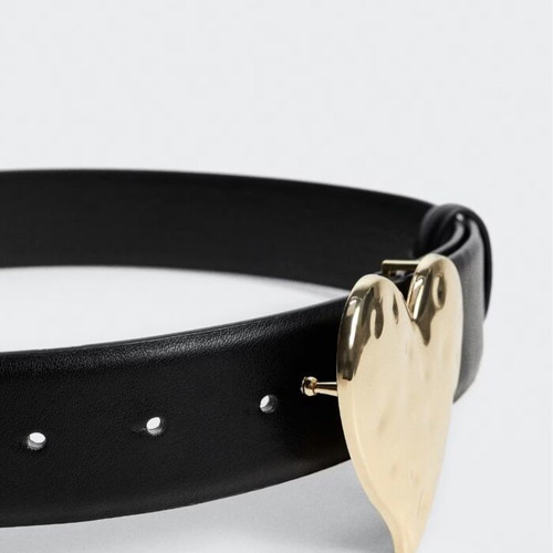 Mango belt with gold heart buckle new, black, size S