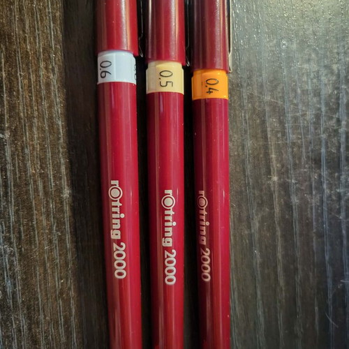 Rotring 2000 Isograph Rapidograph set used, technical pens 0.4 0.5 0.6