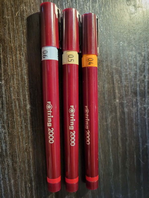 Rotring 2000 Isograph Rapidograph set used, technical pens 0.4 0.5 0.6