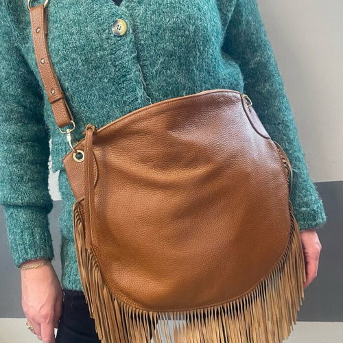 Leather crossbody bag with fringes like new