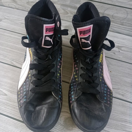 Puma High Leather Sneakers size 38 like new, black and colorful