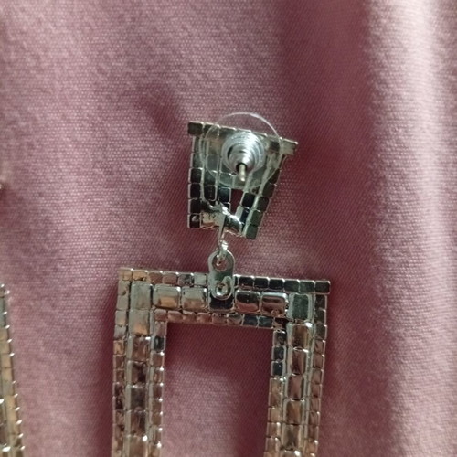 Rectangular earrings with rhinestones new, 5cm length, 3cm width