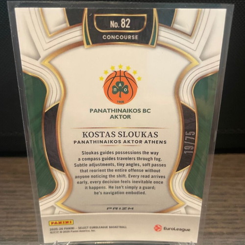 Kostas Sloukas 2025-26 Panini Select EuroLeague Neon Green card like new