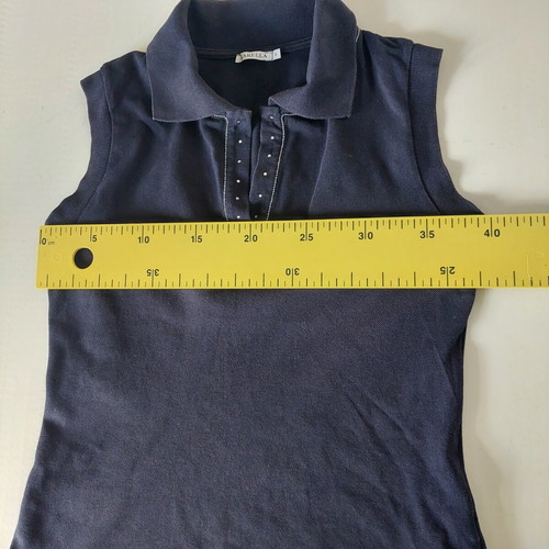 Marella sleeveless polo pique top dark blue size small like new